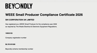 WEEE Small Producer Compliance Certificate 2026
