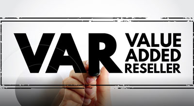 iA hand writing 'VAR Value Added Reseller' on a transparent board.