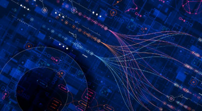 Abstract illustration of connected data visuals and cloud elements representing financial operations (FinOps) and cloud cost optimization.